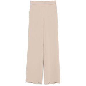 PAROSH Wide Leg Cropped Pants Women Beige